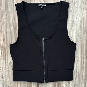 Express Women's Black Zip Crop Top